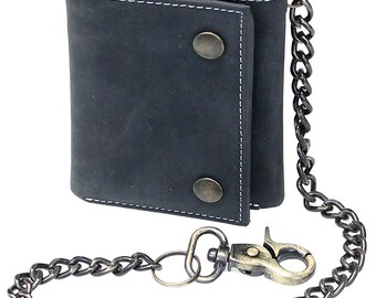 Vintage Black RFID Trifold Chain Wallet #WC513210KID