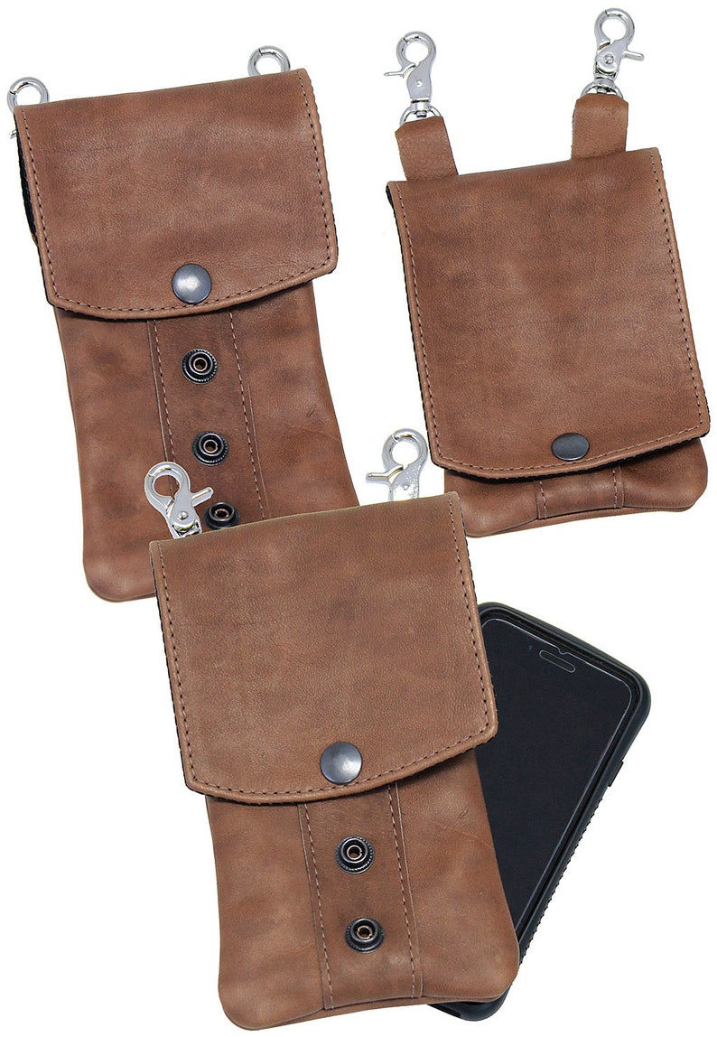 Brown Genuine Leather Cell Phone Case - Clip-On #PKK18091N 