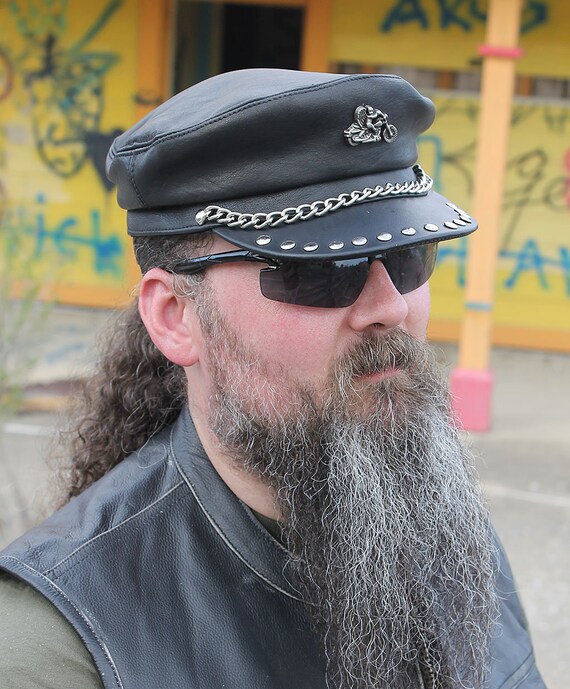 leather biker caps