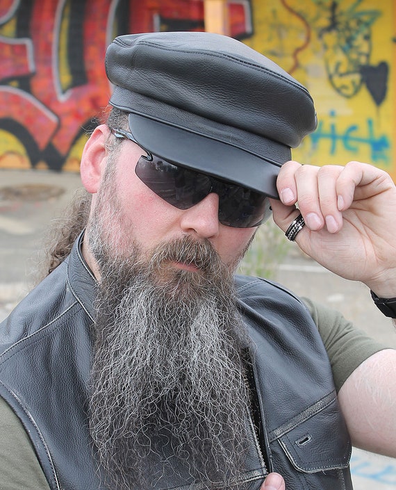leather biker caps