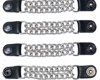 Black Snap Genuine Leather Vest Chains Made in USA #VC...