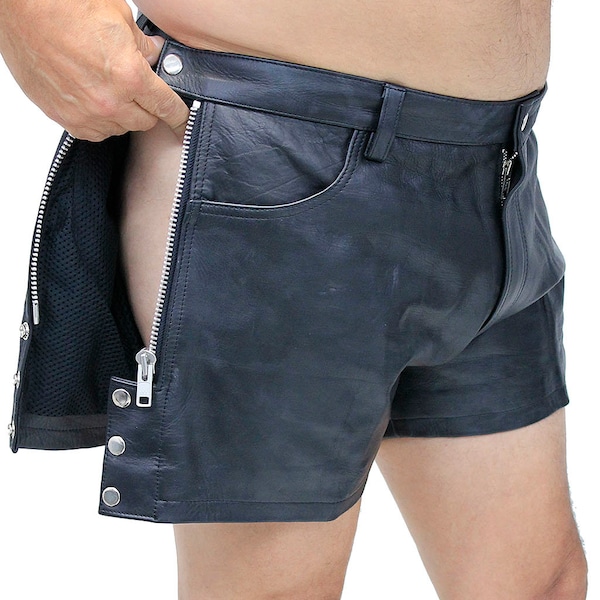 Men's Zip Away Leather Shorts #SHM1075ZZK