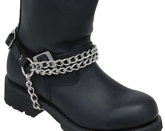 Double Heavy Chain Leather Boot Straps #BS21XK