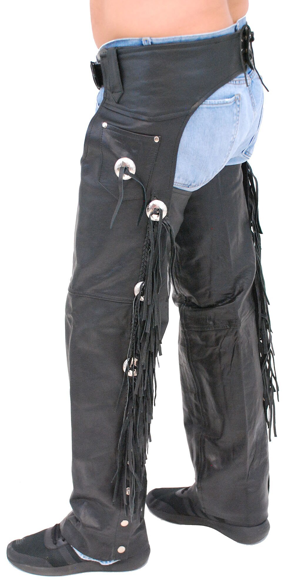 Leather chaps with best sale fringe