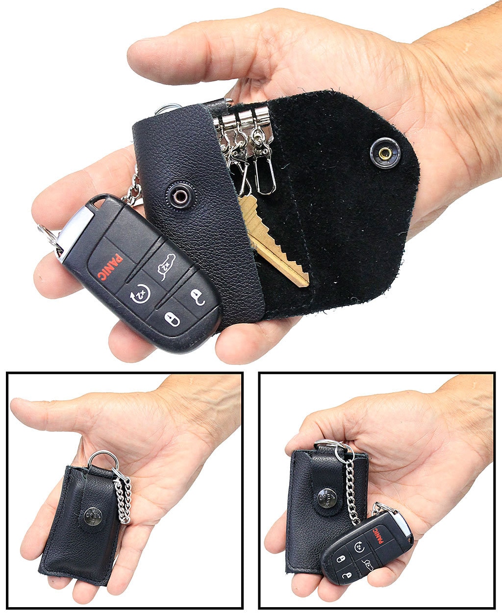 Leather Squeeze Key Case, Key Holder, Coin Case Bag, Earphone