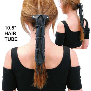 Extra Long Black Leather Hair Tube #AHW009...