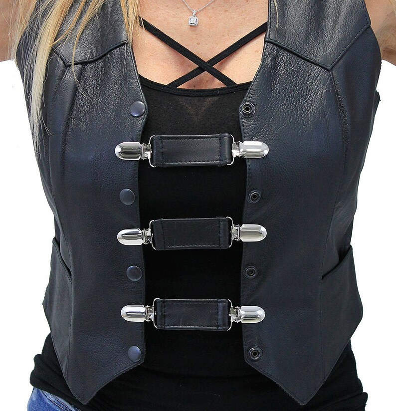 Black Leather Vest Extender With Clips Set of 3 Made in USA Etsy