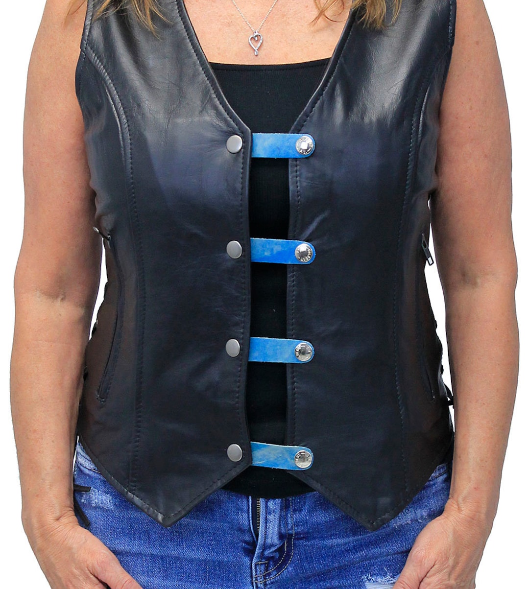 Aqua Antique Rub Leather Vest Extenders set of 4 VC23069TQ Etsy