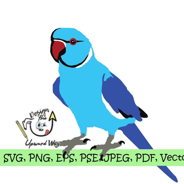 Blue Indian Ringneck Parrot SVG svg bird PNG png Pet Cricut Exotic pet vet aviary flight Ai cut file Silhouette red