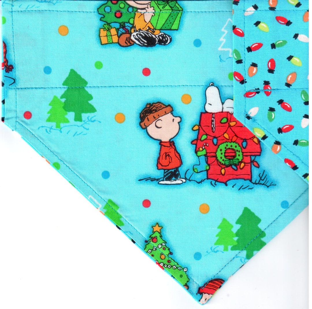 Peanuts Christmas Dog Bandana Over the Collar Dog Bandanas Custom Dog Bandana Etsy