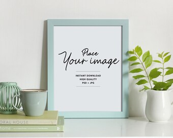 8x10 frame mockup, 4x5 Photo frame, Portrait frame mockup, PSD file, Styled frame on sideboard, Mockup design, Instant download