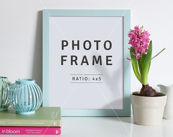 4x5 Mockup Blue Frame Mockup Portrait Frame 4x5 Mockup Blue Frame Mockup Portrait Frame