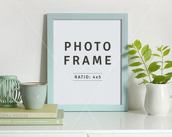 8x10 mockup | Portrait Frame mockup | PSD file | Styled frame on sideboard | Mockup design | 4x5 Photo frame | Instant download