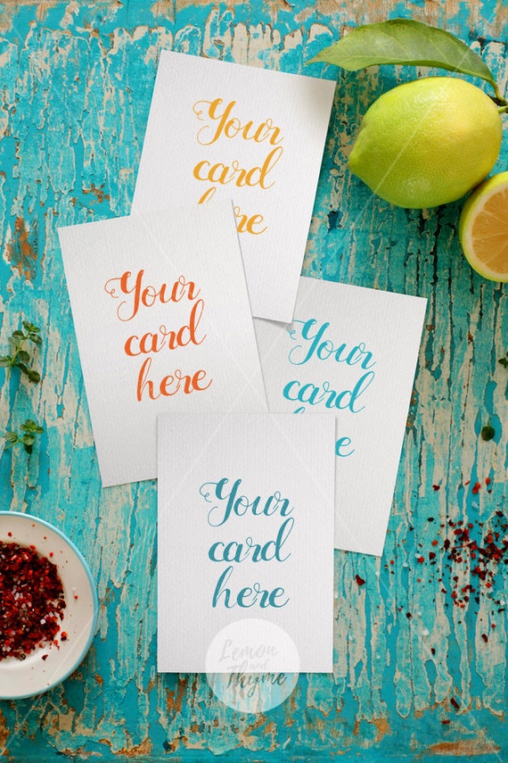 4 Postcards Set Mockup Cards Mockup Showcase
