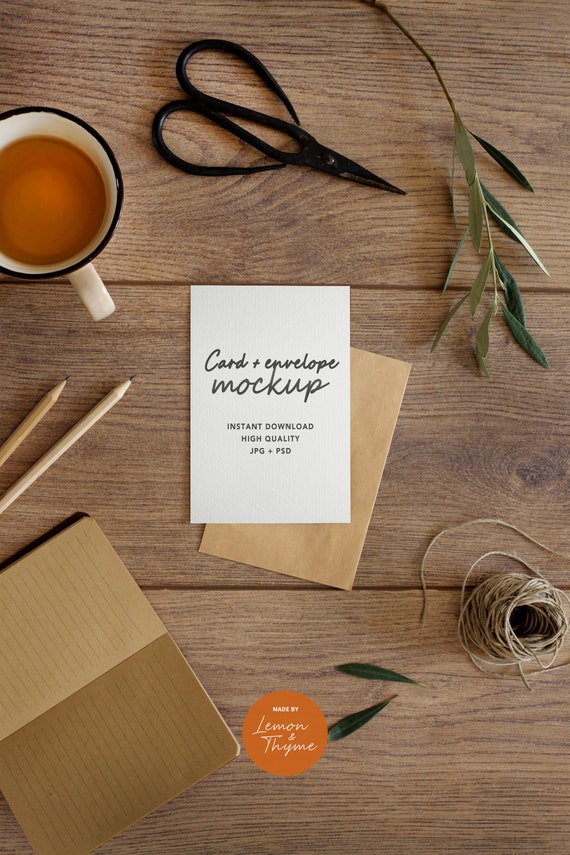 Download Card With Envelope Psd Mockup Kraft Tuscany Style Etsy