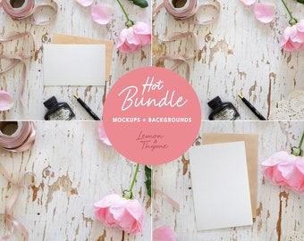 Mockups deal, Mockup bundle, Save the date, 4 templates, Wedding, Mockups pack, Anniversary, Romantic set, Creative set, Instant download