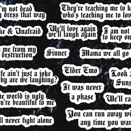 My Chemical Romance Quotes MCR Song Lyrics Emo Stickers Etsy