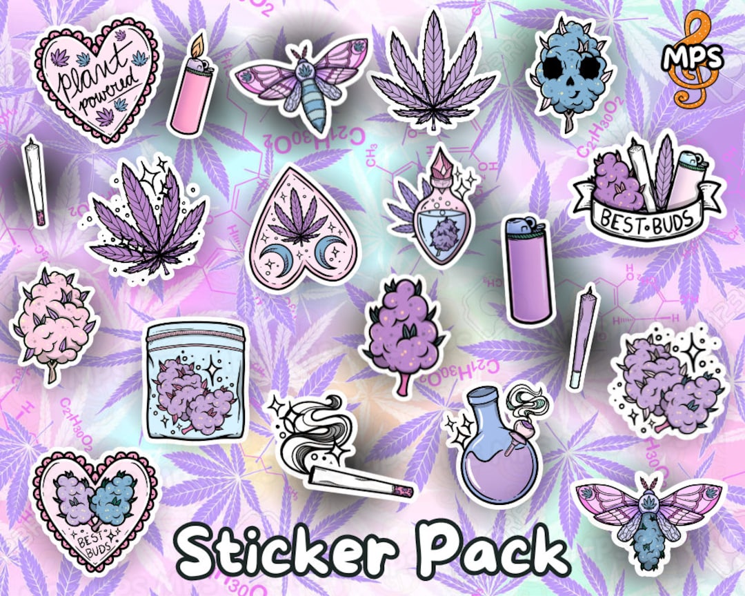 Pot Animated Sticker Pastel Weed, Marijuana, Pot Sticker Pack pack of 20 - Etsy