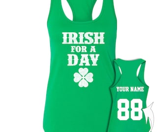 Add Your Name /& Number Personalized Saint Patrick Day Tank Tops Racerback