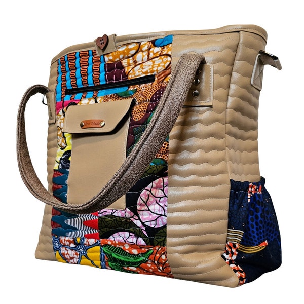 Tote Carryall Bag, quilted bag, vinyl bag, African print
