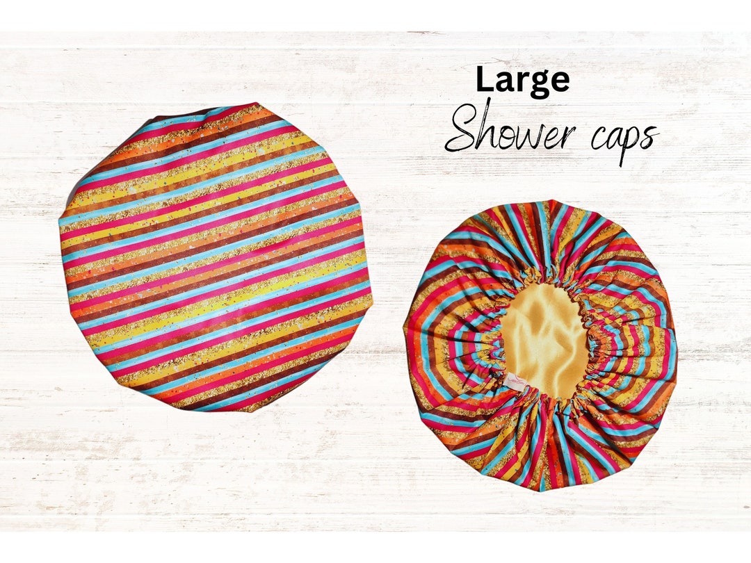 Large Size Shower Cap Satin Lined Hair Protection PUL Fabric Etsy