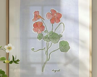 Anpassat blomtryck med födelsemånad – Botanisk väggkonst