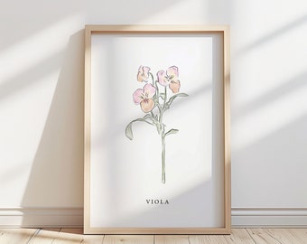 Illustration av violblomma – Botaniskt konsttryck