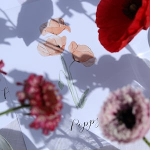 Plan de mesa para bodas y eventos con flores de primavera ilustradas a mano / Tarjetas de mesa / Papelería para bodas
