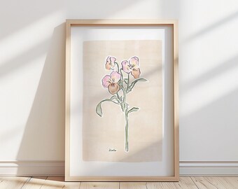 Illustration av violblomma – Botaniskt konsttryck