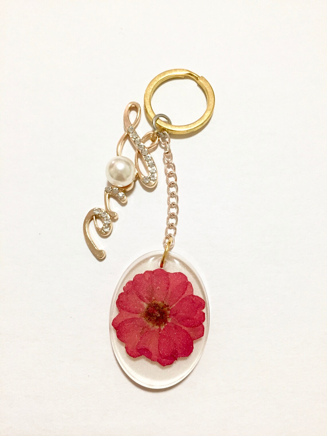Pressed flowers key chain real flower keychain key ring | Etsy