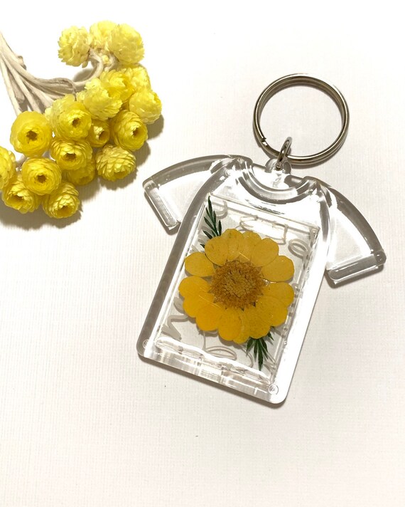 Yellow Pressed Flower Keychain