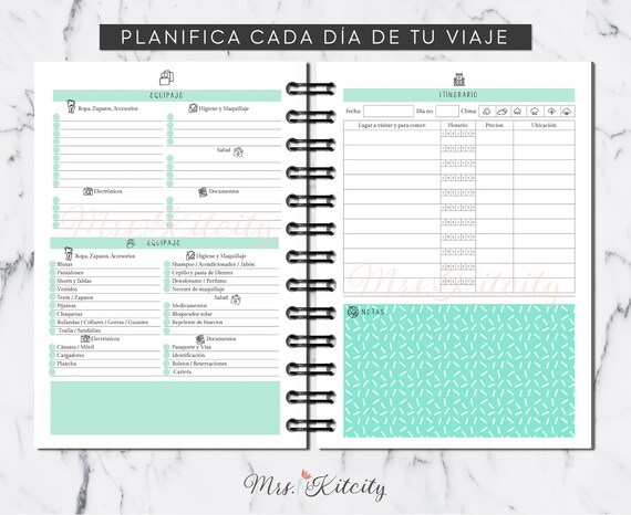 planificador y diario de viajes en pdf para imprimir imprimible color azul en español planificador de viajes