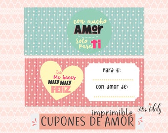 Cupones de Amor | Regalo para Novio o Novia | San Valentín | Vales de amor | Imprimible