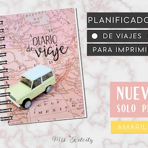 Planner and Travel Journal in PDF to print PRINTABLE YELLOW color in Spanish