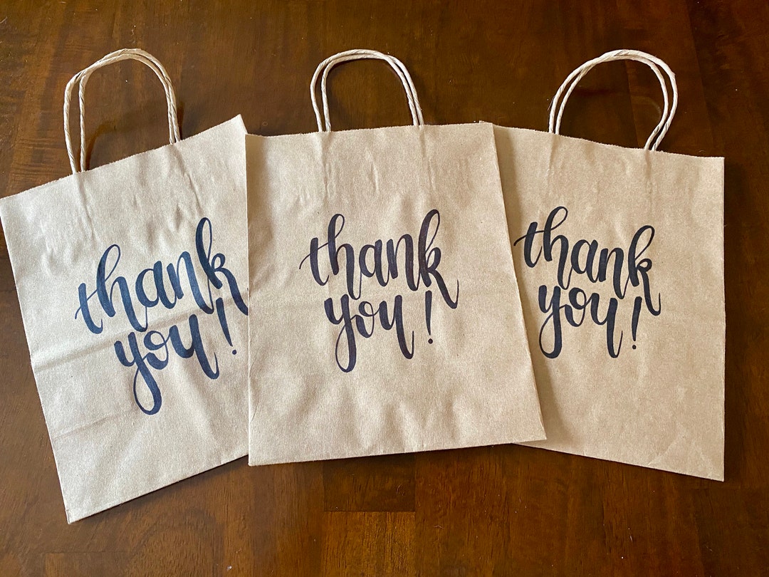 Hand Lettered Thank You Bags - Gift Bags - Party Favor Bags - Wedding ...