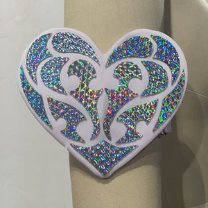 Holographic Heart Cuff Rave Jewelry Rave Accessories Heart Bracelet Iridescent Gifts For Her image 2