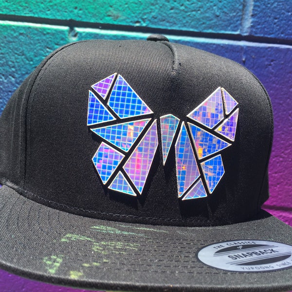 Chrome Monarchy Snapback | Butterfly Hat | Holographic | EDC | Rave | EDM | Holiday Gifts | Gifts for Him | Gifts for Her