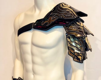 Holographic Volt Armor | Cyberpunk | Futuristic | Cosplay | Pauldron | Bracers | Rave Outfit | Burning Man | Festival Wear | Men's Style