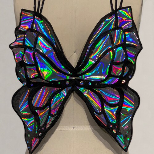 Black Holographic Butterfly Full Coverage Skirt Rave Burning Man EDC outfit Butterfly Costume Festival Skirt