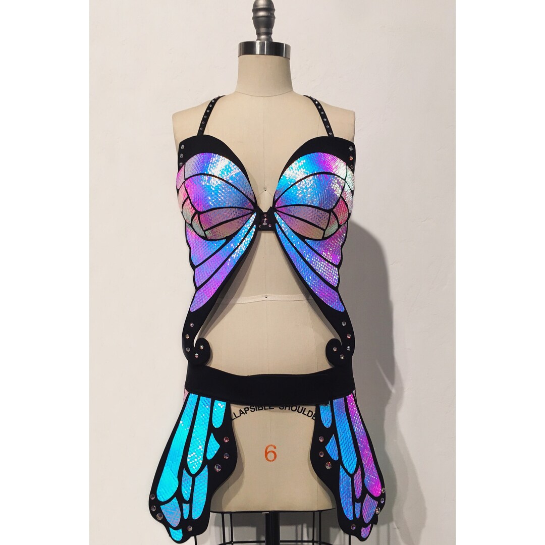 Holographic Butterfly Costume (black Opal) | Rave Outfit | EDC Outfit ...