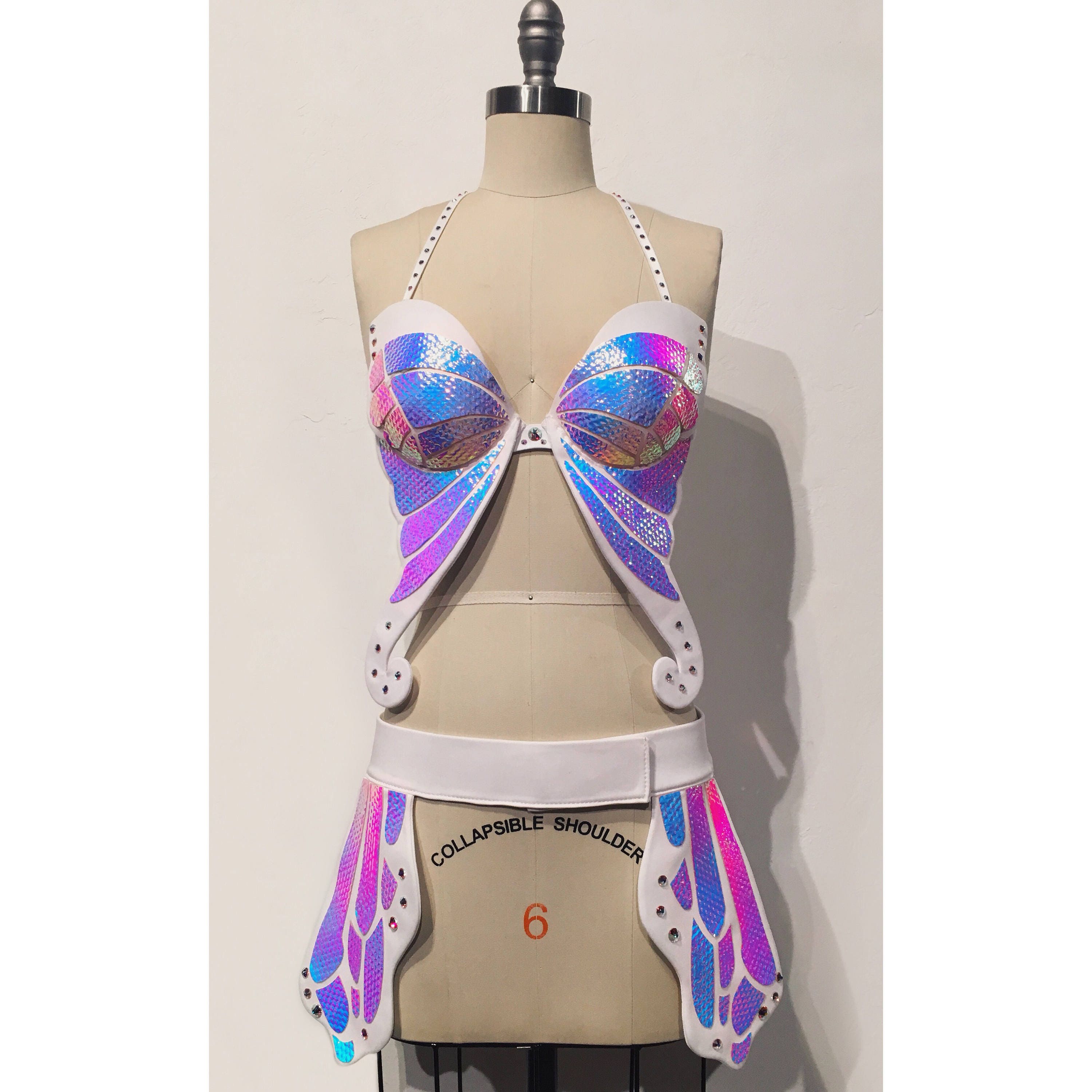 Black Holographic Butterfly Bra Rave Outfit Festival Bra Butterfly Costume  Burning Man Drag Queen Costume Pride Carnival -  Hong Kong