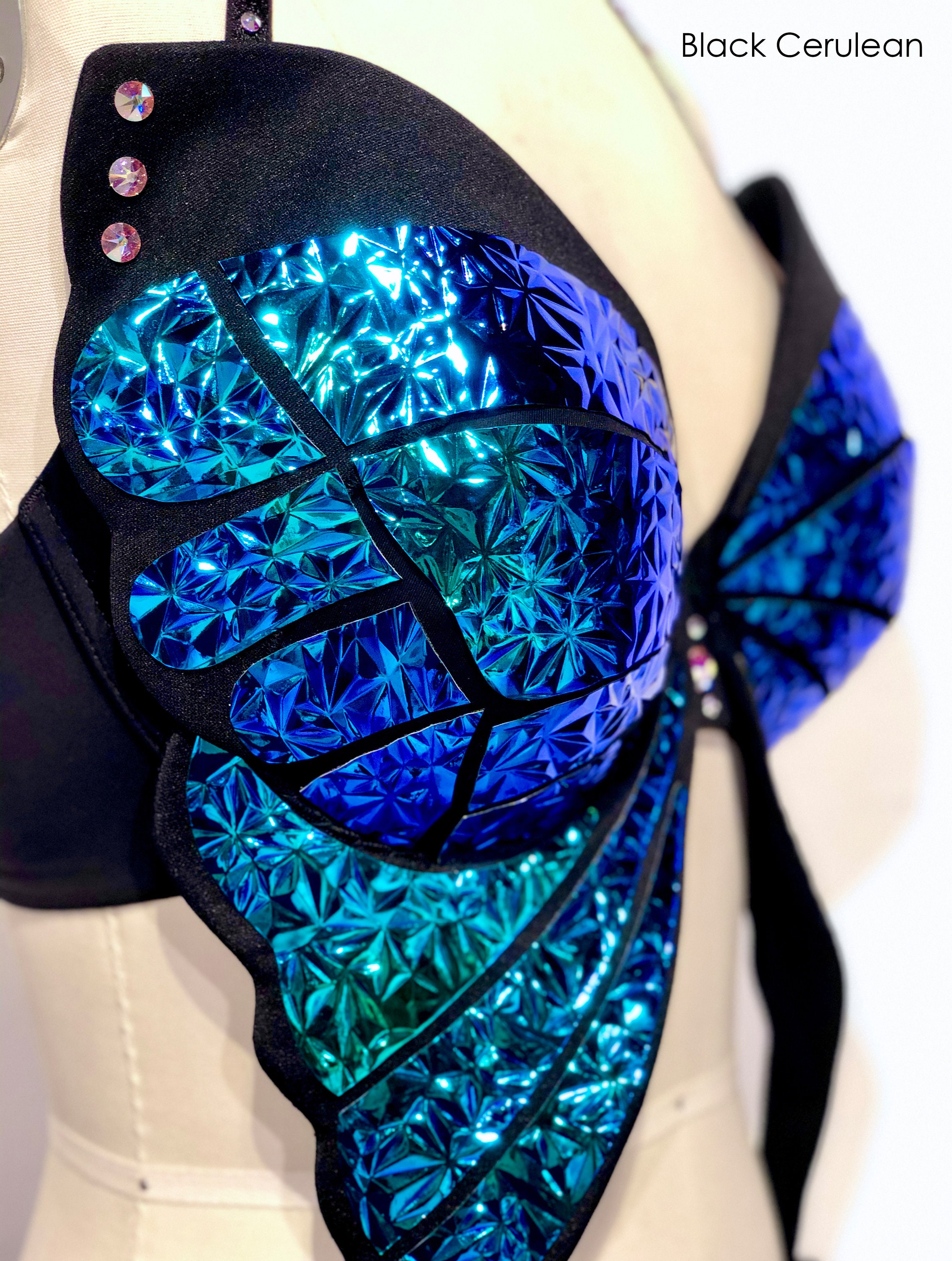 Buy Black Holographic Butterfly Bra Rave Outfit Festival Bra