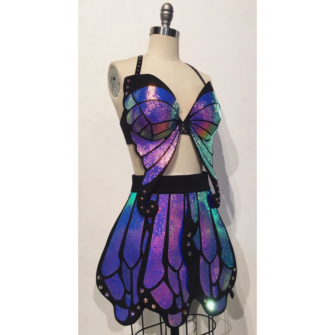 Holographic Butterfly Costume Full Coverage Rave Outfit | Etsy
