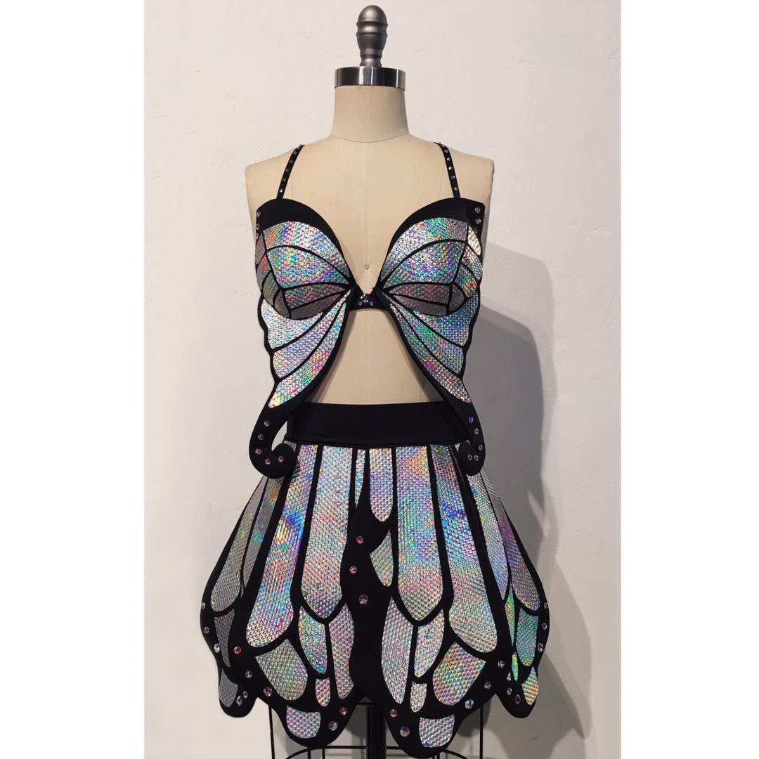 Holographic Butterfly Outfit Full Coverage (black Rainbow) | Rave ...