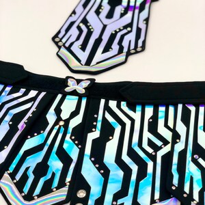 Holographic Electra Costume Opal/Rainbow Rave Outfit Cyberpunk Costume Tron Cyborg Circuitry Futuristic Festival image 6