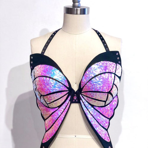 Buy Black Holographic Butterfly Bra Rave Outfit Festival Bra Butterfly  Costume Burning Man Drag Queen Costume Pride Carnival Online in India 