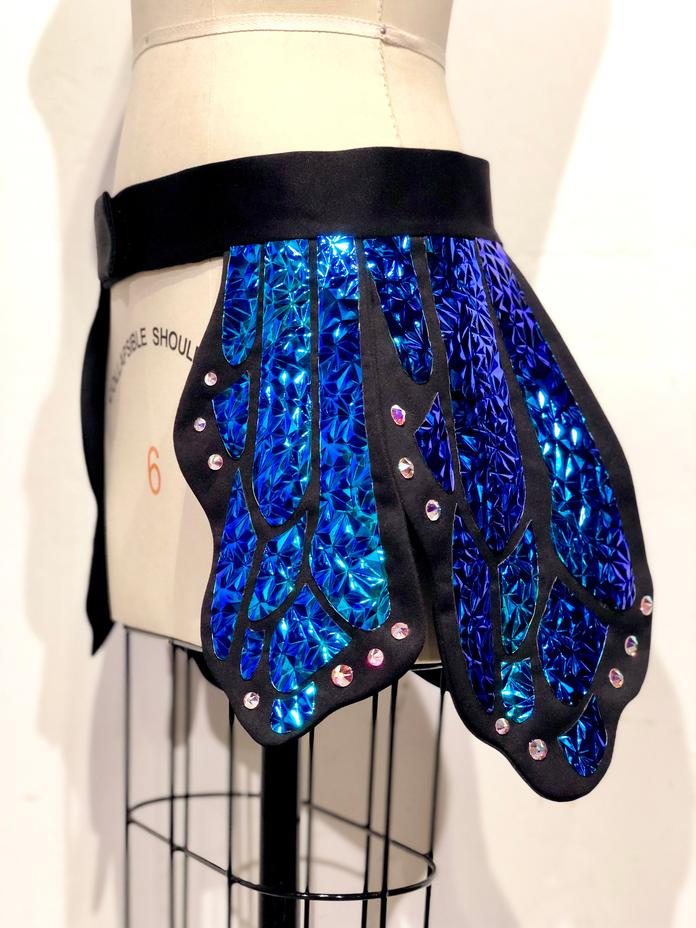 Black Holographic Butterfly Full Coverage Skirt Rave Burning Man EDC outfit Butterfly Costume Festival Skirt