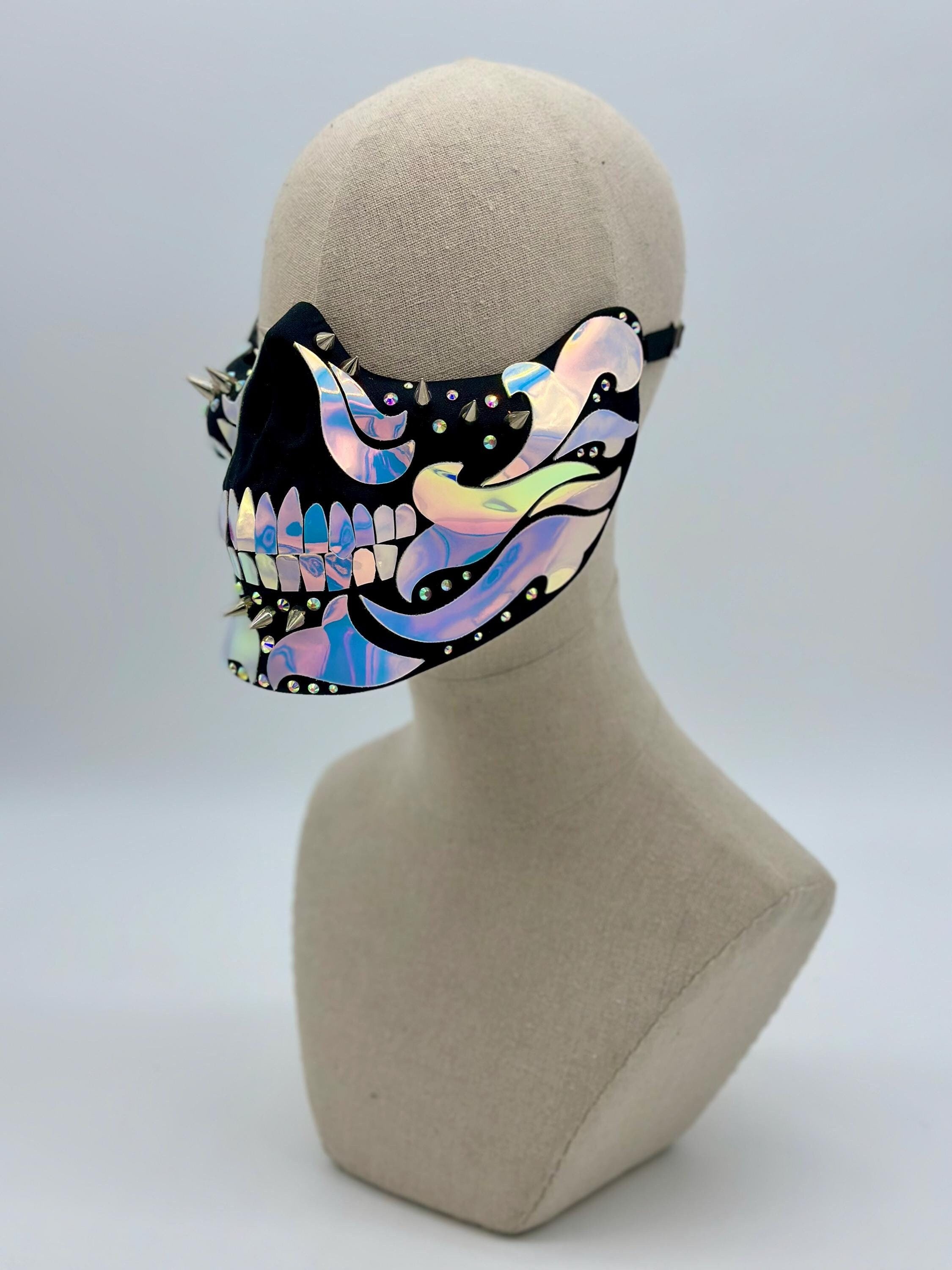 Silver Hologram On Stick Mask Eye Masks Unisex Silver Hologram On Stick Mask Eye Masks Unisex
