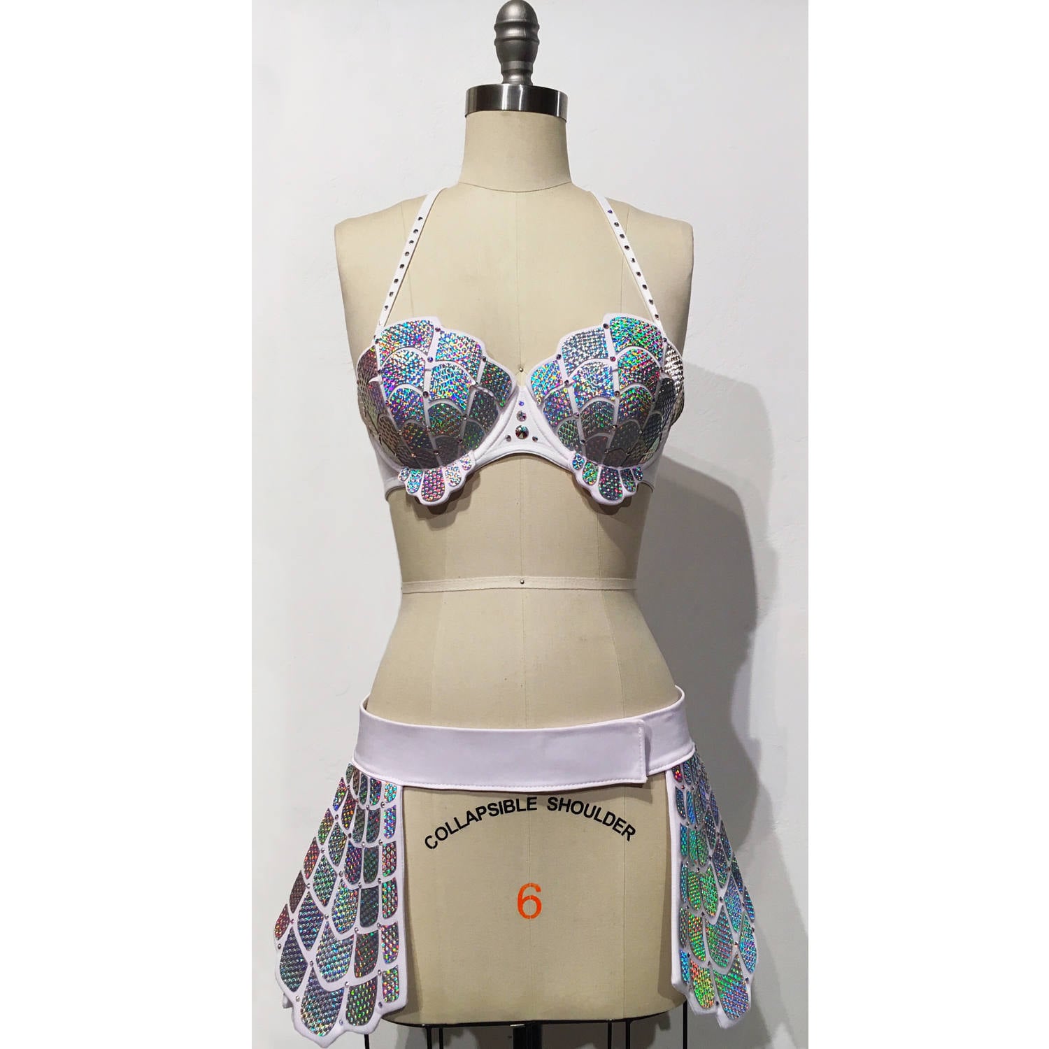 Holographic Mermaid Outfit white Rave Outfit EDC Outfit Mermaid Bra Shell  Bra Iridescent Burning Man Outfit -  Norway