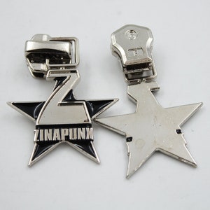 Star Zipper Pull 5#  Head Custom Brushed Logo Letter Personalized Metal Label  - Made to Order